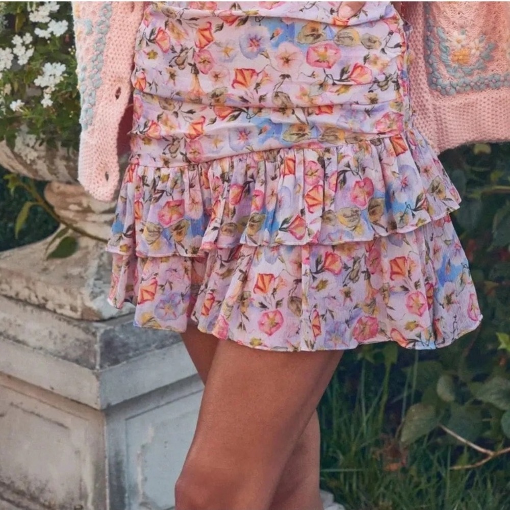 LoveShackFancy Ruffle Floral Mini Crepon Dress - Picture 5 of 14